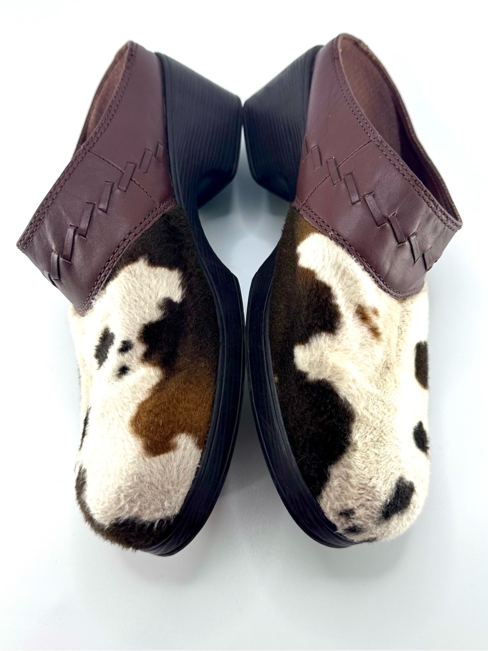 Dingo Cow Print Calf Hair Leather Clogs Mules Size 7.5 M Style DI02216 - Picture 4 of 8